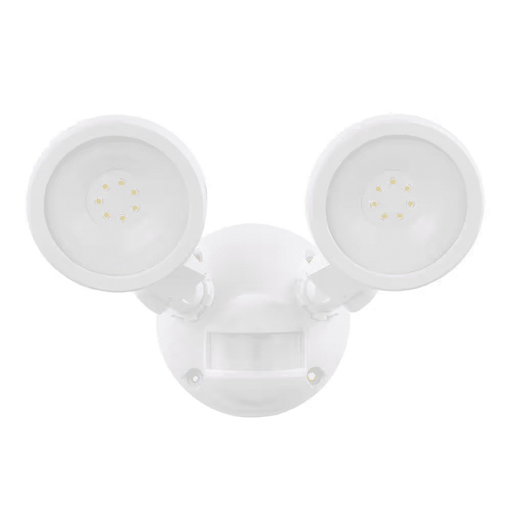 180° White Motion Sensing Security Light Wired Outdoor 2-Head LED Flood Light 1000 Lumens