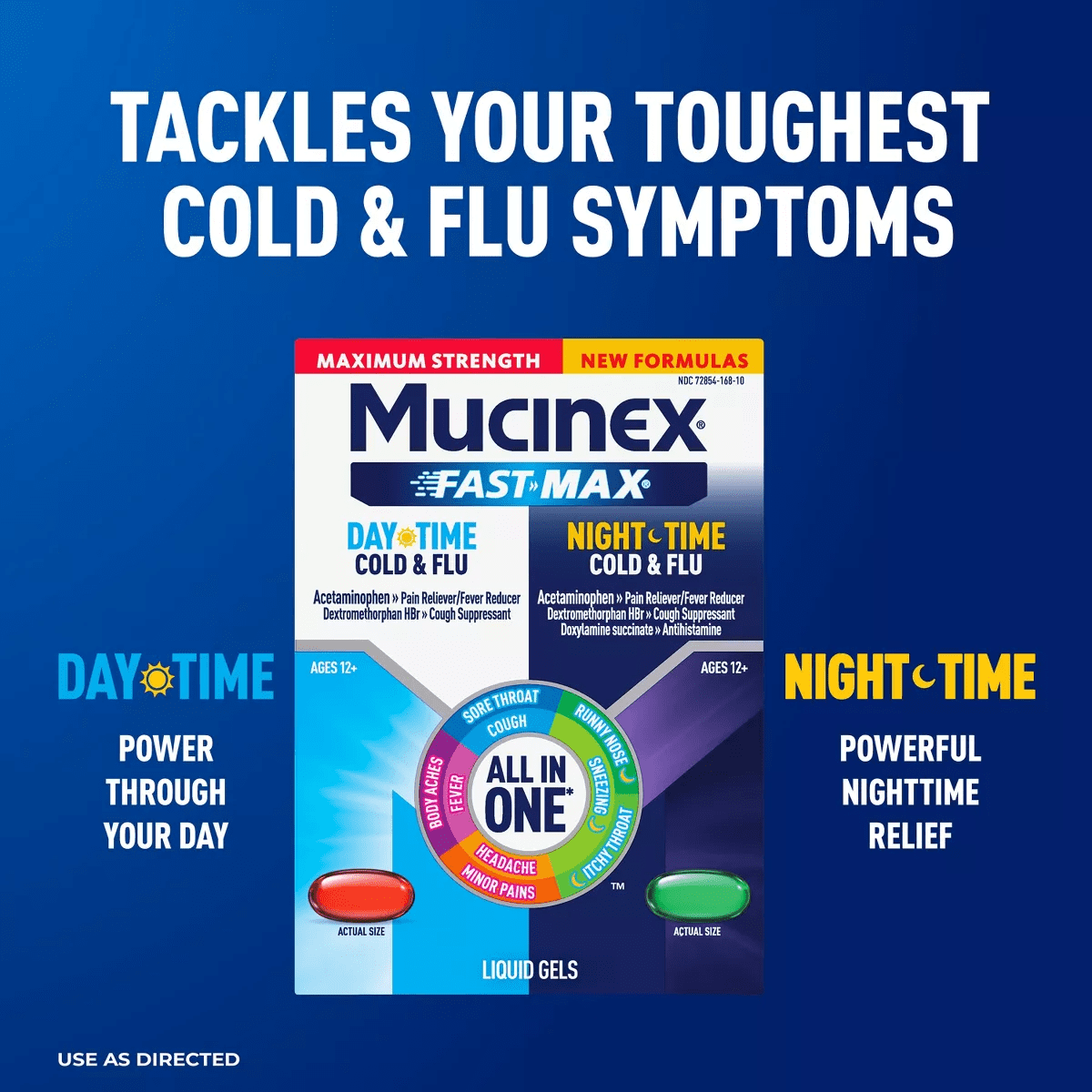 Mucinex FAST-MAX - Day/Night Cold & Flu Liquid Gel Caplet - 24Ct - Image 2
