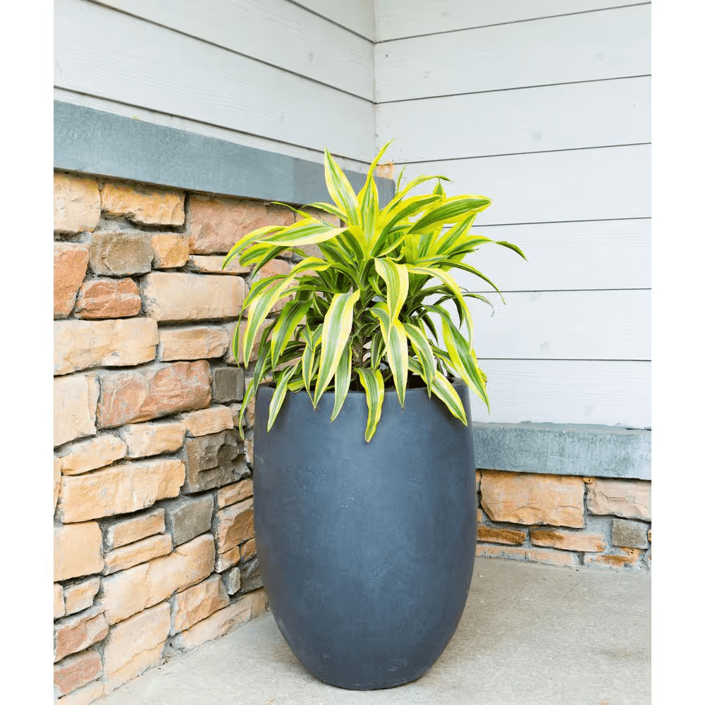 21.7"H Charcoal Concrete Tall Planter with Drainage Plug for Outdoor Indoor Garden - Image 6