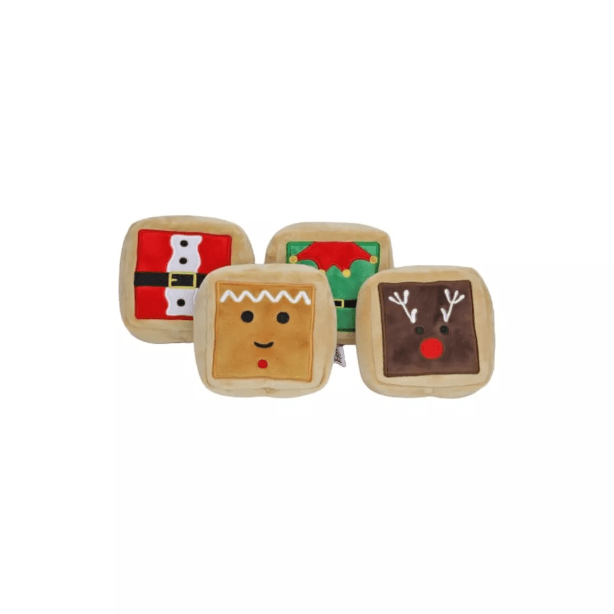 Midlee Gift Box Christmas Squares Sugar Cookie Plush Dog Toy-Reindeer, Gingerbread Man, Santa, Elf - Image 7