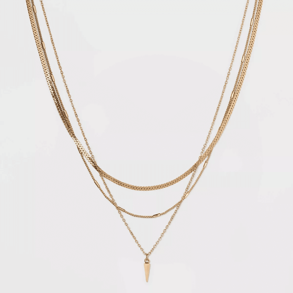 Herringbone Point Charm Multi-Strand Chain Necklace - a New Day™ Gold: Nickel-Free, Lobster Claw Clasp