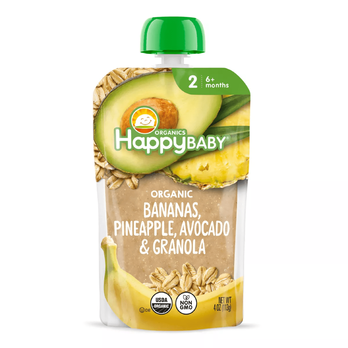 Happy Baby Organics Clearly Crafted Stage 2 Meals Bananas, Pineapple, Avocado & Granola - 4Oz
