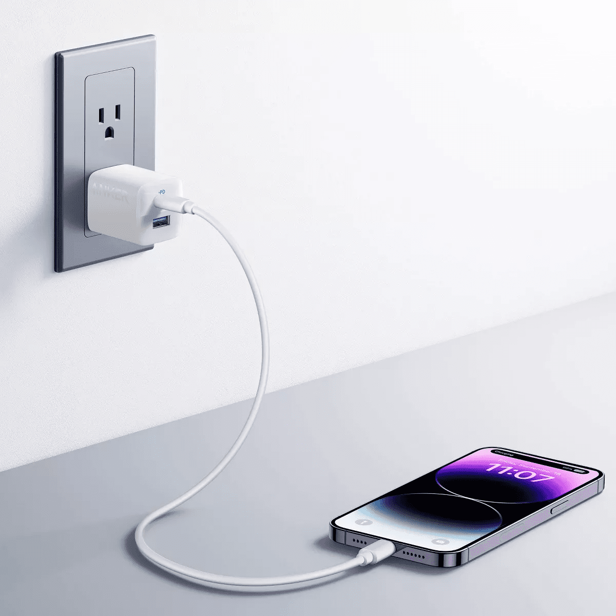 Anker 2-Port 32W Wall Charger with 6' Lightning to USB-C Cable - White: Quick Charge USBC Block - Image 5