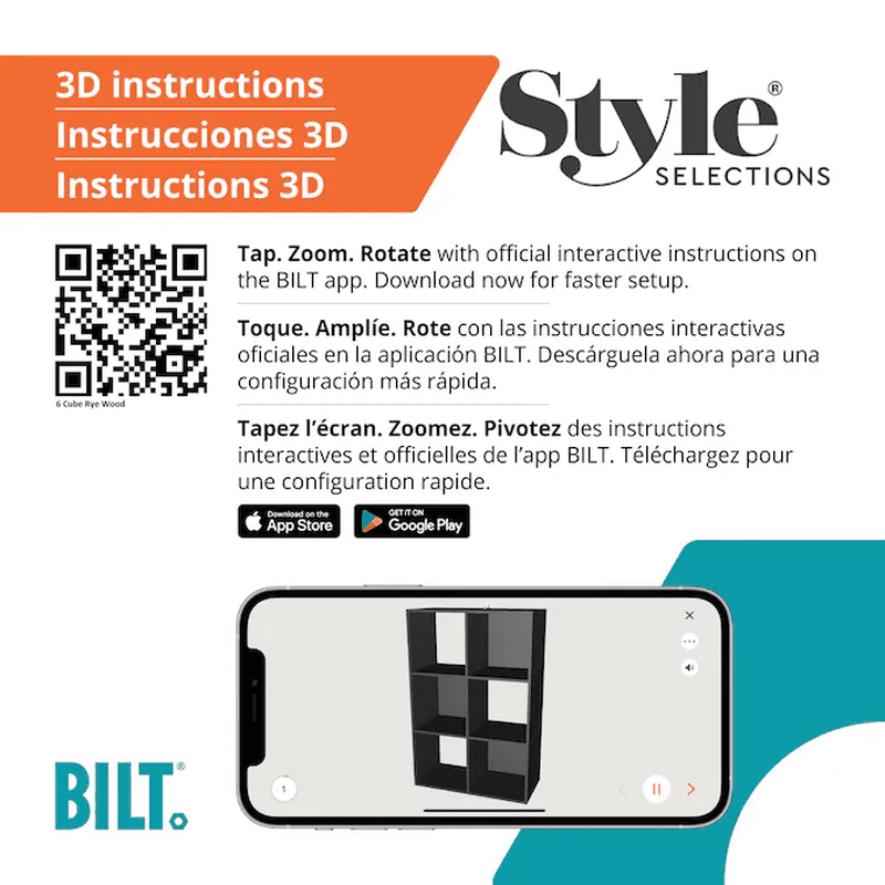 35.88-In H X 24.13-In W X 11.63-In D Rye Stackable Wood Laminate 6 Cube Organizer - Image 17