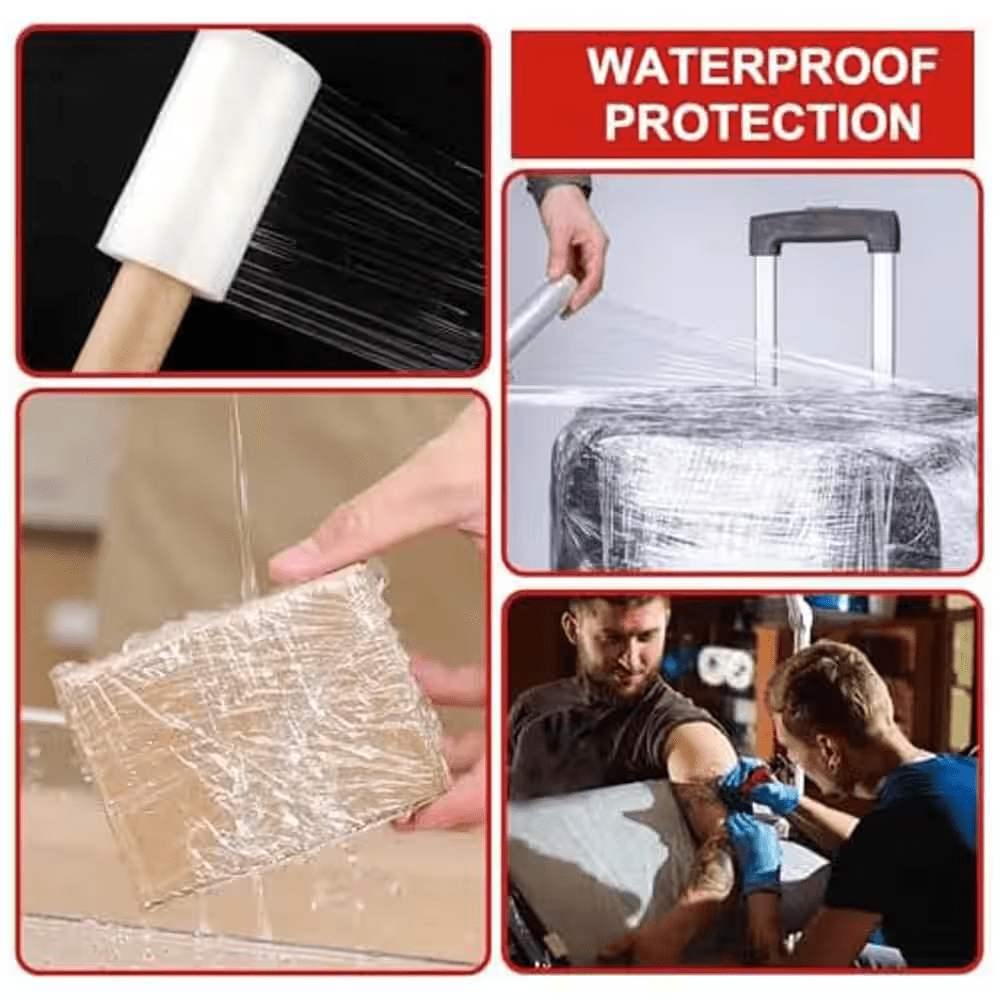 4.7 In. X 492 Ft. Transparent Polyethylene Stretch Wrap Film with Handle Durable Tear Resistant Eco-Friendly - Image 7