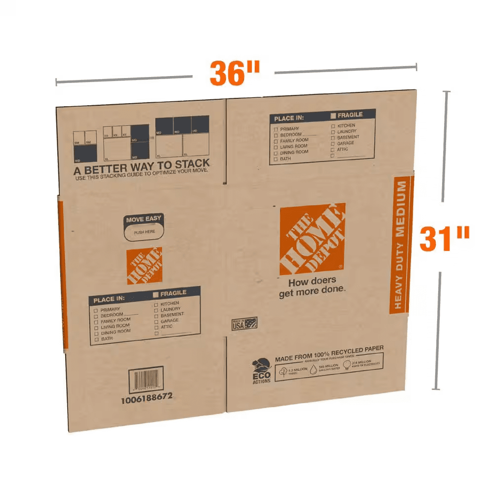 20 In. L X 16 In. W X 15 In. D Heavy-Duty Medium Moving Shipping and Packing Box with Handles (10-Pack) - Image 3
