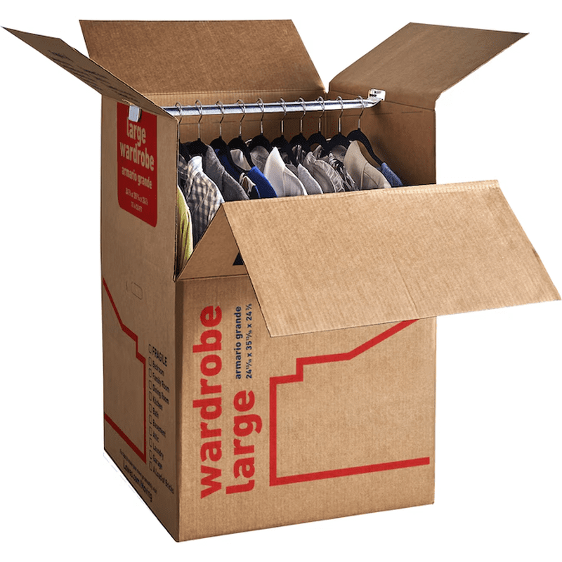 24.4-In W X 35.8-In H X 24.8-In D with Metal Bar Large Cardboard Wardrobe Moving Box with Handle Holes - Image 4