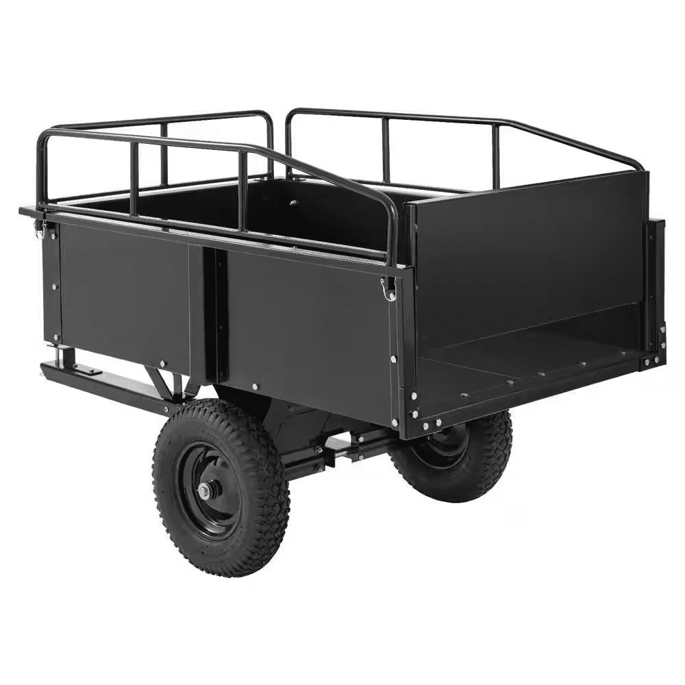15 Cu. Ft. Heavy Duty Steel ATV Garden Cart, 750 Lbs. Capacity, Garden Utility Trailer with Removable Sides Black, Steel