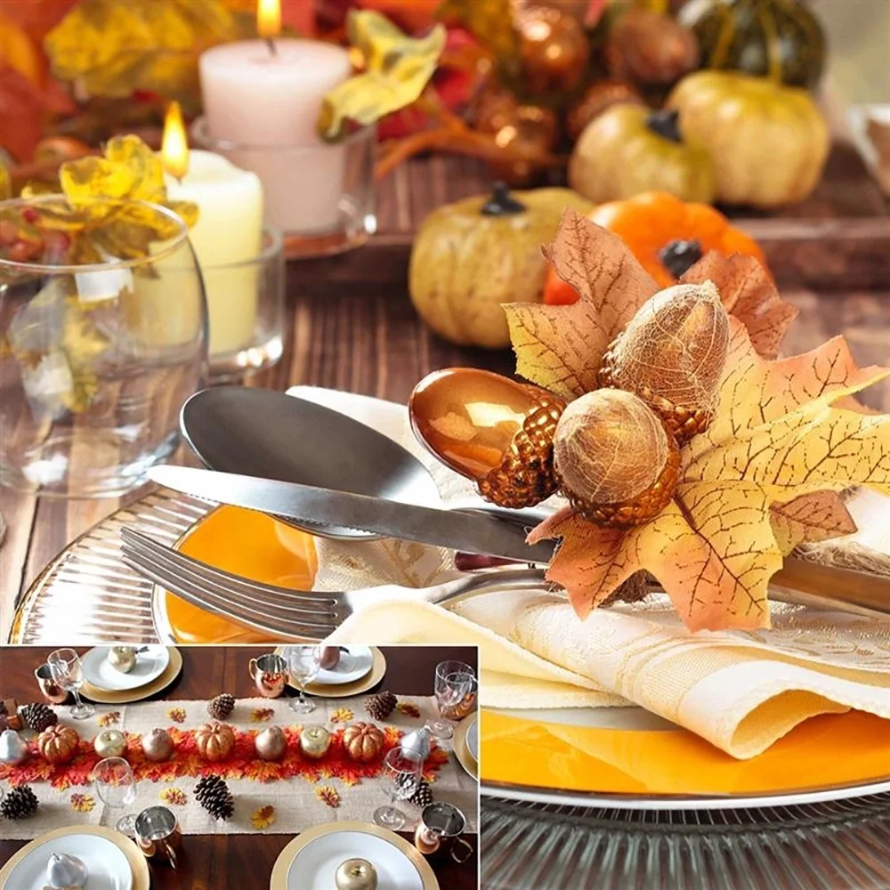 NO Autumn Thanksgiving and Halloween Artificial Pumpkins Gourds Cones, Set of 50 - Image 8