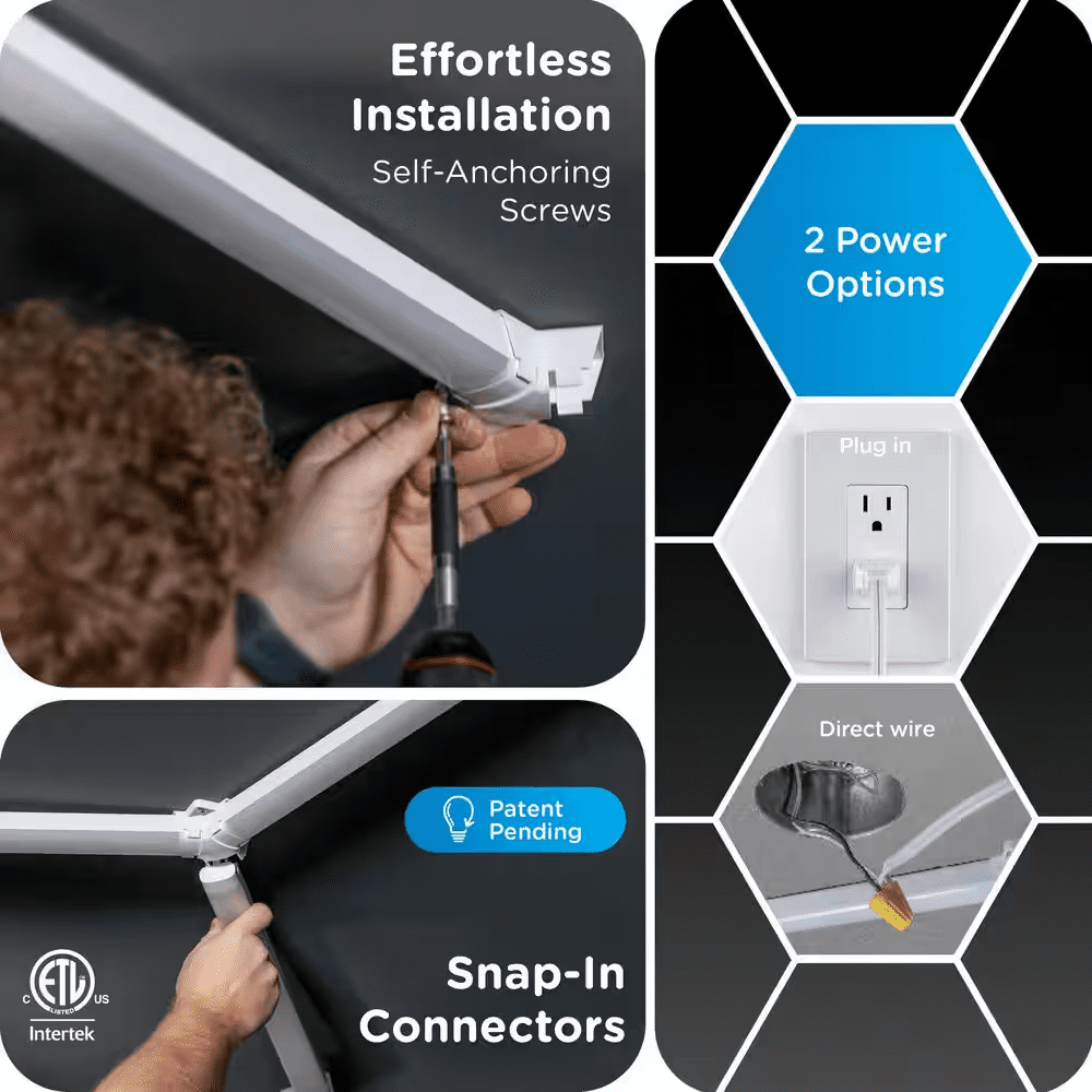 Ultrabrite Hex Lights 16Pack 6.5 Inch/1.45Ft Integrated LED Strip Light Fixture White Dimmable 16000Lm 5000K Wall Remote - Image 4