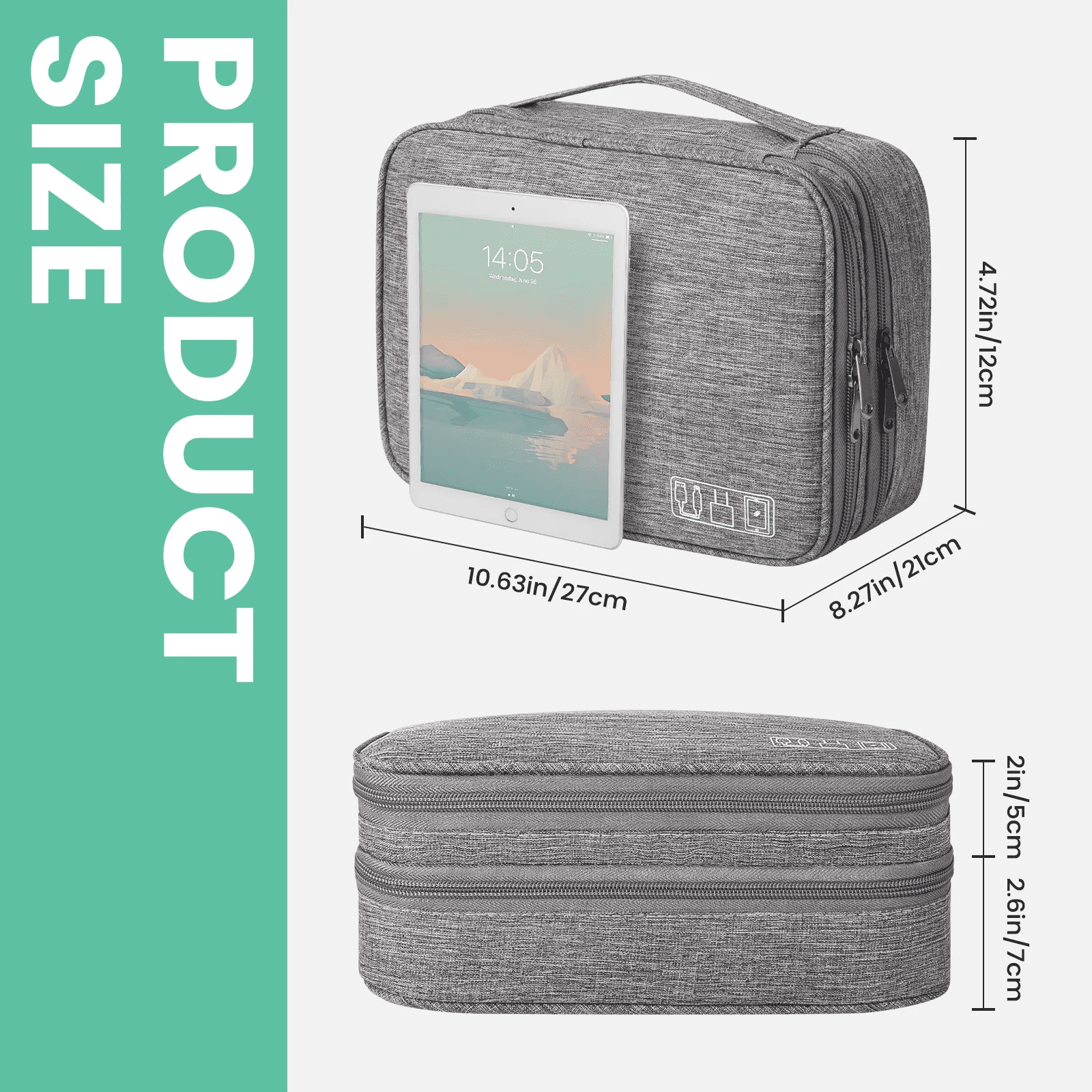 Cable Organizer Bag, Small Electronics Organizer Bag, Travel Storage Case with Handle for Phone Cord Electronics Accessories, Carrying Tech Bag, Powerbank, Hard Drive, Cables Adapter, Makeup Brush - Image 5