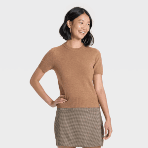 Women'S Short Sleeve Cozy Knit Sweater