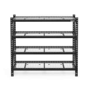 Bolted 4 -Tier Heavy Duty Black Metal Utility Shelving Unit with Wire Shelves ( 77-In W X 24-In D X 72-In H )