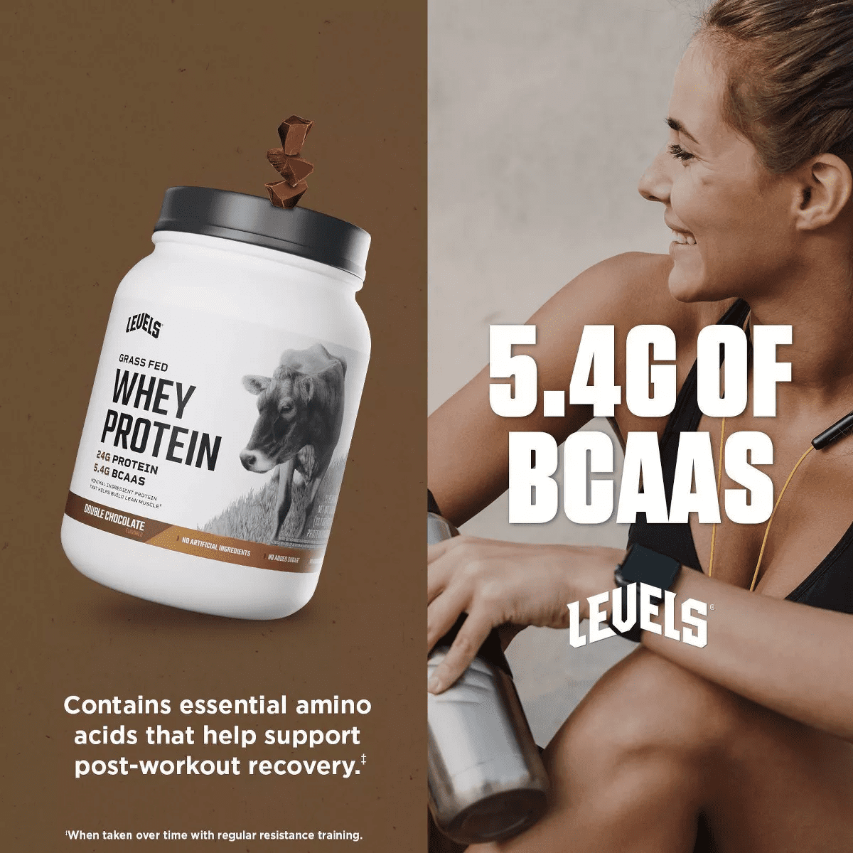 Levels Grass Fed Whey Protein Powder - Double Chocolate - 23.7Oz - Image 6