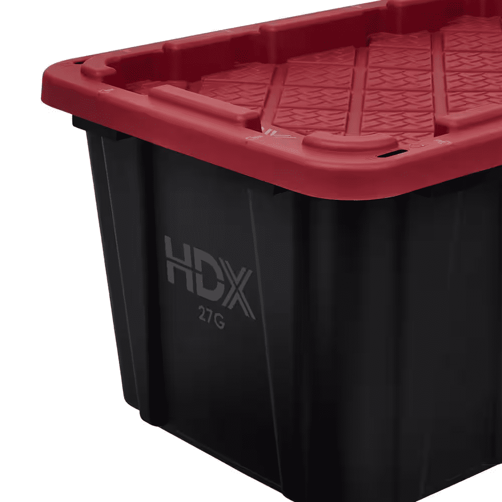 27 Gal. Tough Storage Tote in Black and Red - Image 3