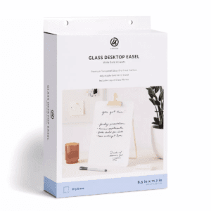 U Brands 8.5"X11.7" Adjustable Glass Desktop Easel with Gold Accents and Marker: Office Supplies & Accessories, Desk Whiteboard