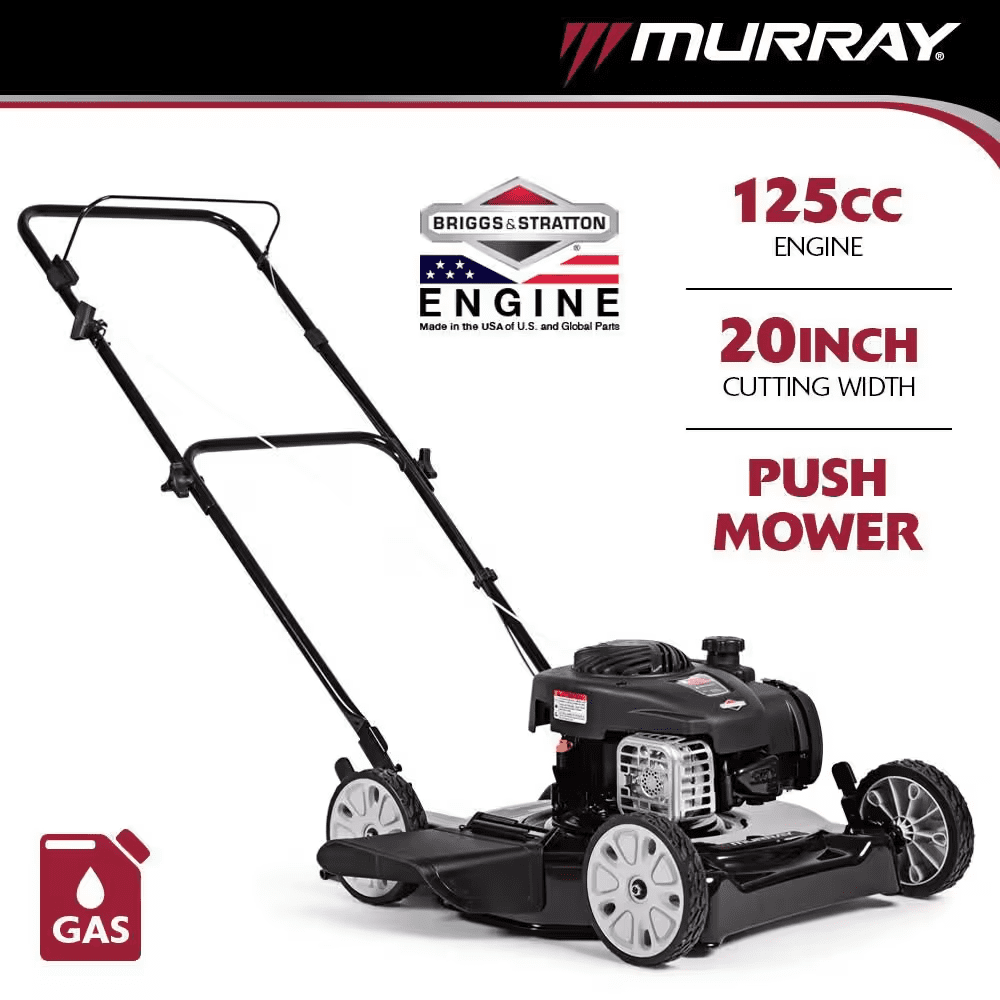 20 In. 125 Cc Briggs & Stratton Walk behind Gas Push Lawn Mower with 4 Wheel Height Adjustment and Prime 'N Pull Start