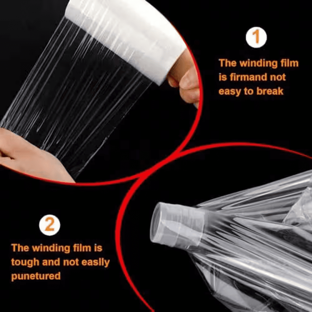 4.7 In. X 492 Ft. Transparent Polyethylene Stretch Wrap Film with Handle Durable Tear Resistant Eco-Friendly - Image 6