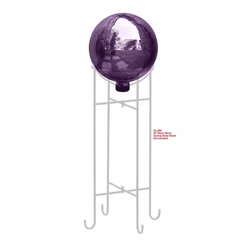 10 In. Dia. Outdoor Electric Glass Gazing Ball, Purple - Image 3