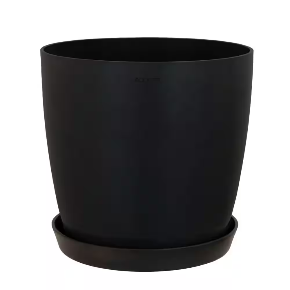 Miami 10 In. Dark Gray Premium Sustainable Plastic Planter with Saucer