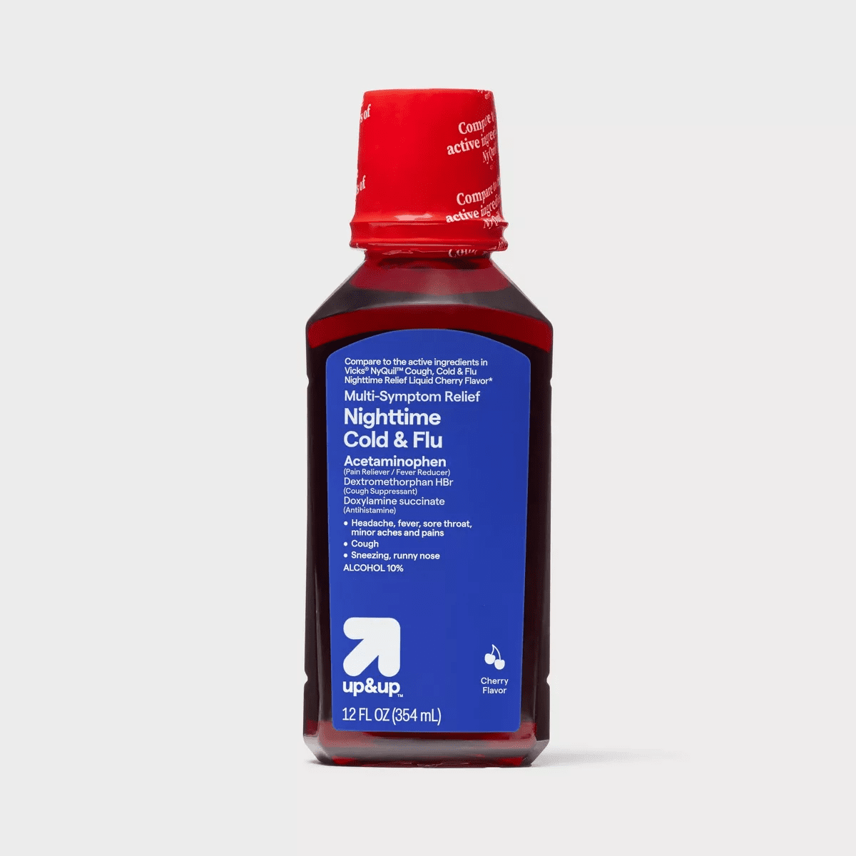 Nighttime Cold & Flu Relief Liquid - Cherry - 12 Fl Oz - Up&Up™