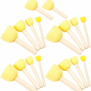30Pcs Foam Sponge Mushroom Head Sponge Stampers Sponge Paint Dabbers Brush Paint Tools Wooden Handle Painting Crafts Set