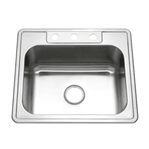 Glowtone 25 In. Stainless Steel Topmount 3-Hole Single Bowl 8 In. Deep Kitchen Sink - 2522-8BS3-1
