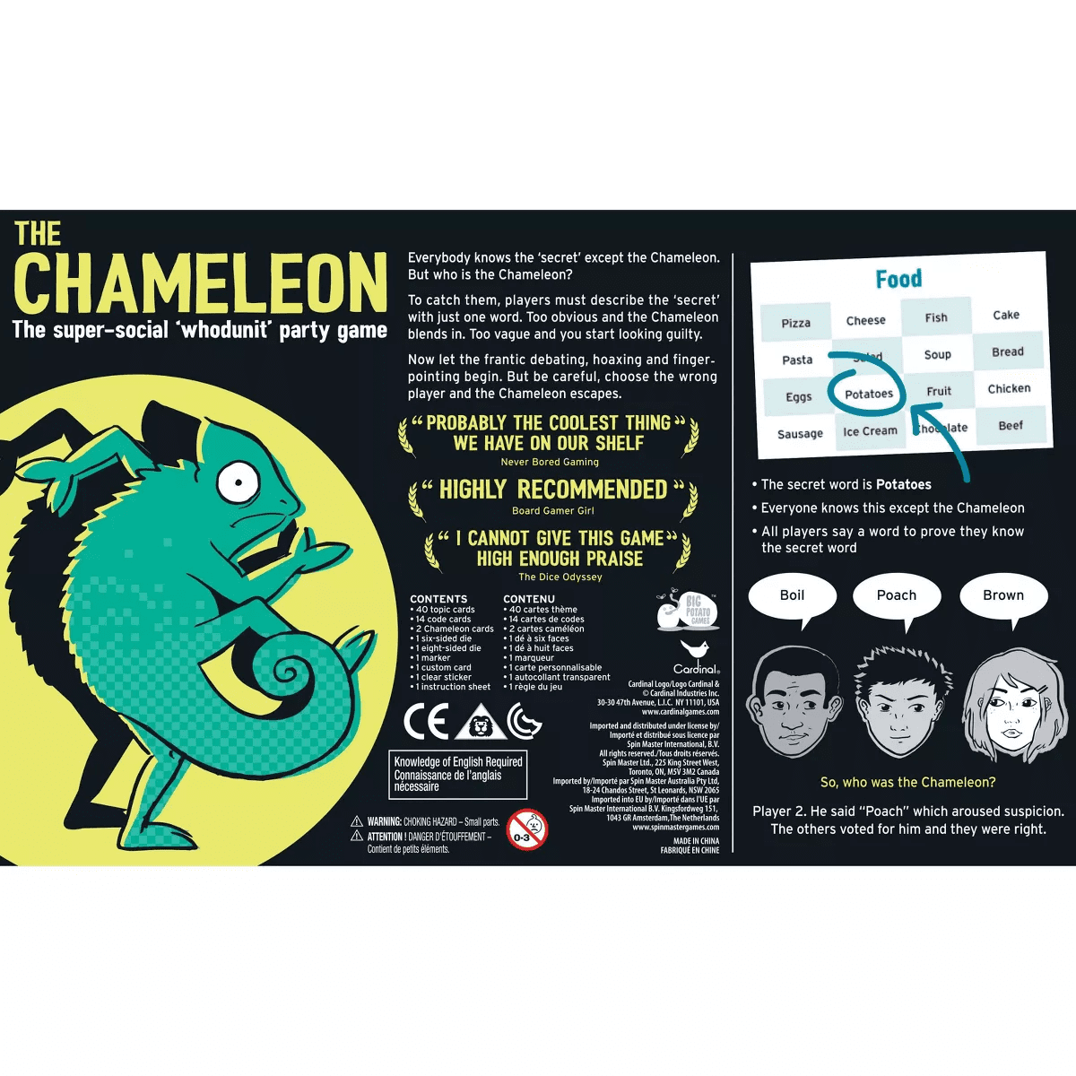The Chameleon Board Game: Social Skills Party Games for 3-8 Players with Cards, Dice & Instructions by Big Potato - Image 8