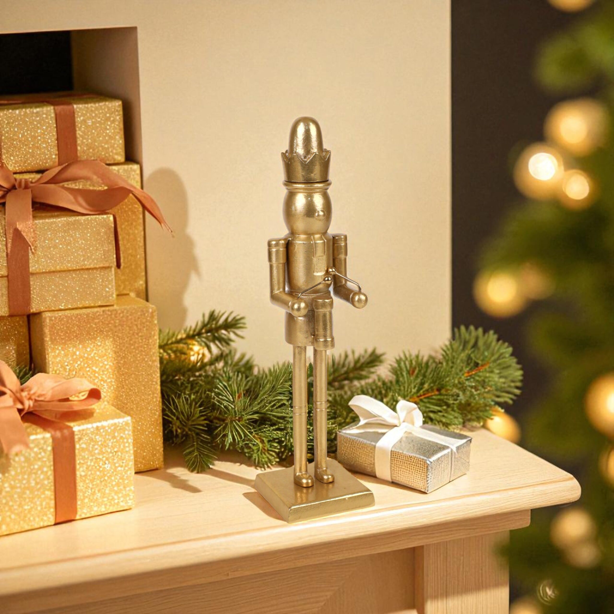 Decorative Christmas Drummer Nutcracker, Gold, 14.3", by - Image 3