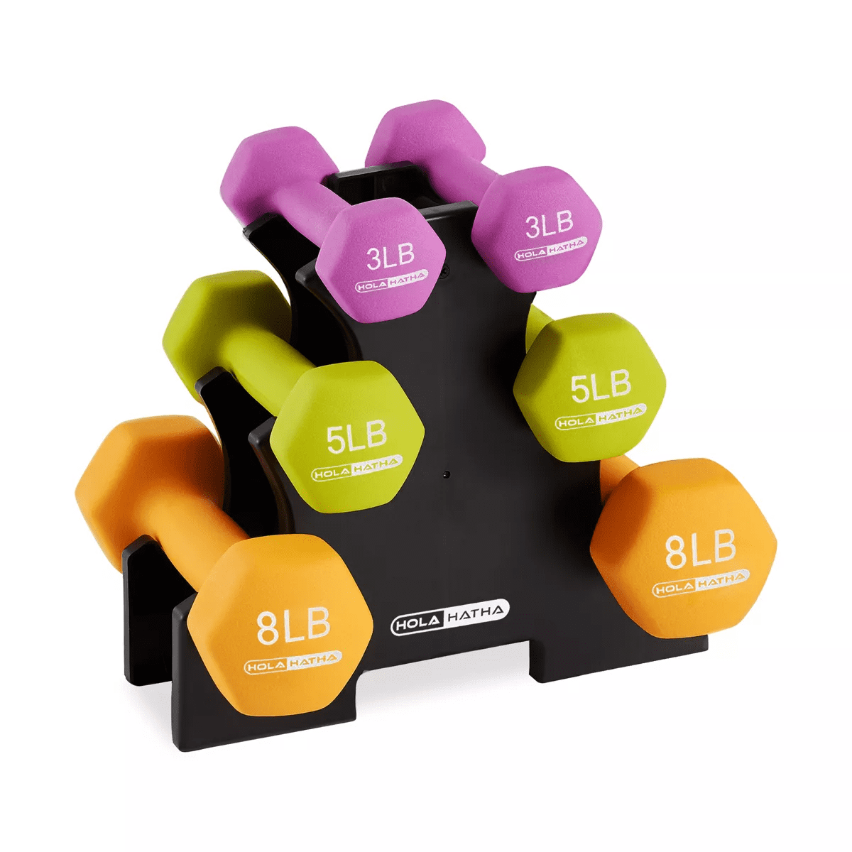 Holahatha Hex Dumbbell Set with Hand Weights and Storage Rack - Image 11