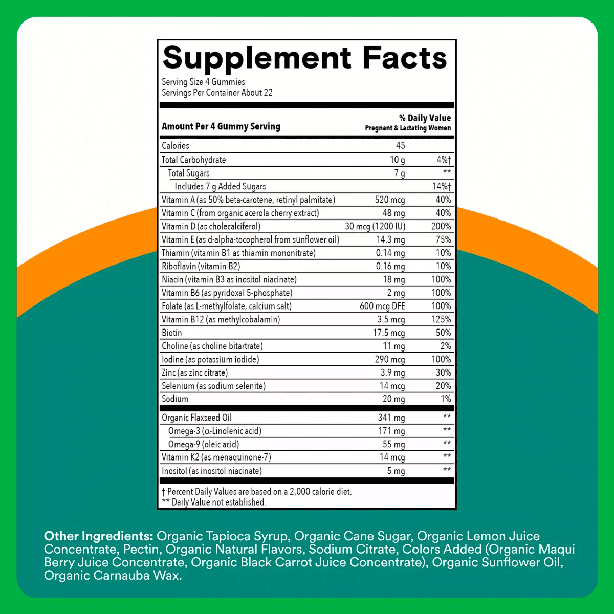 Smartypants Organic Prenatal Multi & Vegetarian Omega 3 & Folate Gummy Vitamins - 90 Ct - Image 3