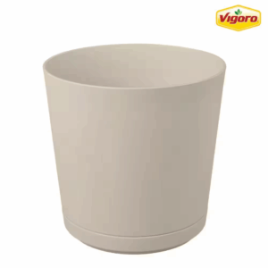 6 In. X 6 In. D X 5.5 In. H Kyra Small Cottage Stone Plastic Decorative Pot with Attached Saucer