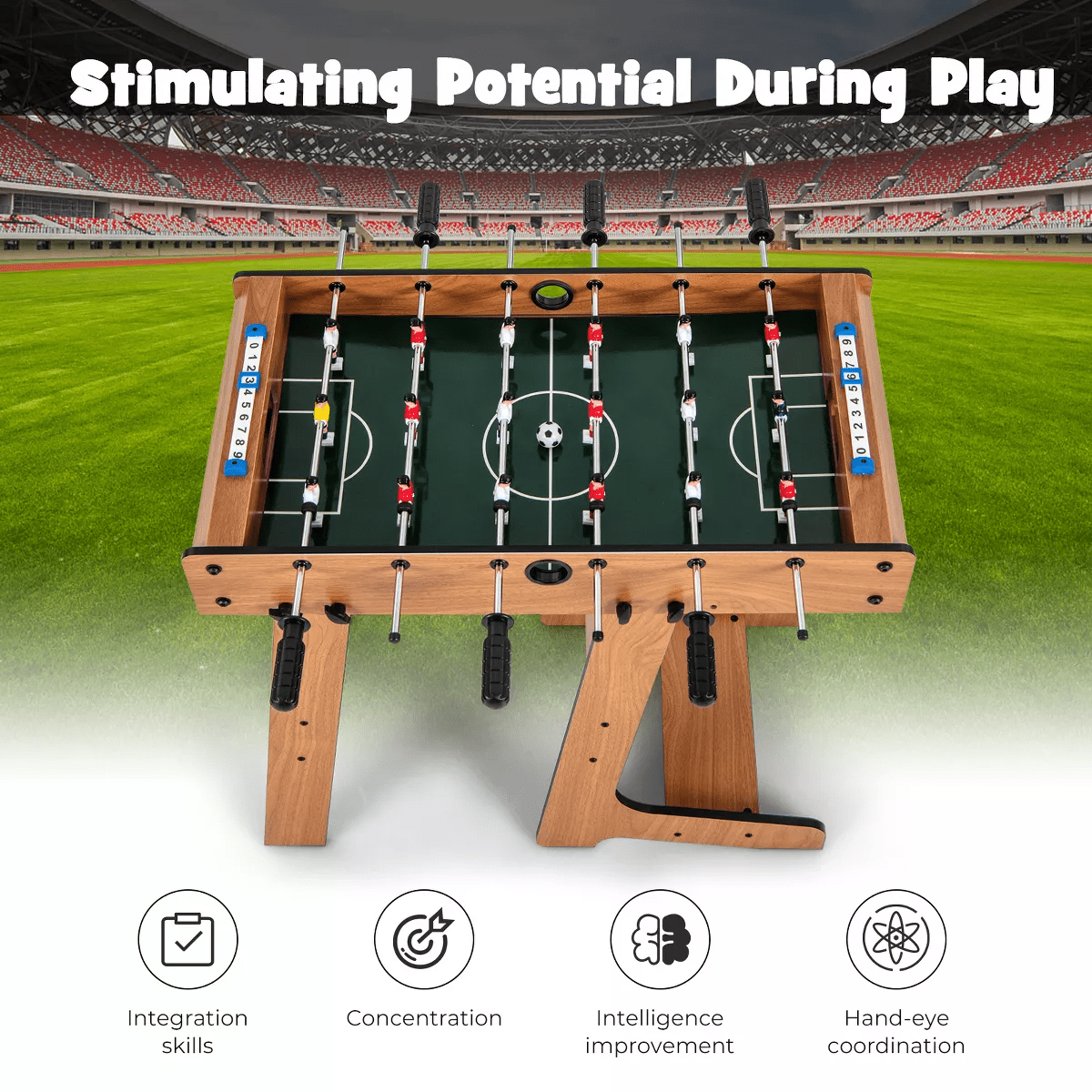 Costway Foldable Football Table Space Saving Soccer Game Indoor Sports for Party Bar - Image 4