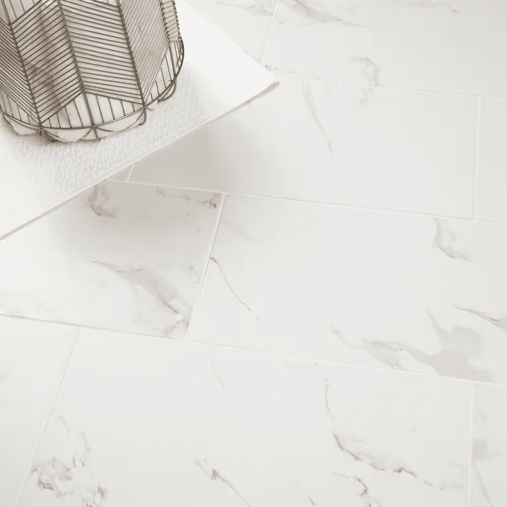 Carrara White Marble Look Polished Porcelain Tile, 12 In. X 24 In. Floor and Wall (16 Sq. Ft. /Case) - Image 6
