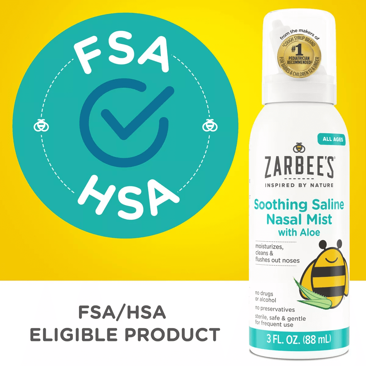 Zarbee'S Soothing Saline Nasal Mist with Aloe - 3 Oz - Image 5