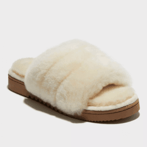Dluxe by Dearfoams Women'S Shearling One Band Slide Slippers - Cream