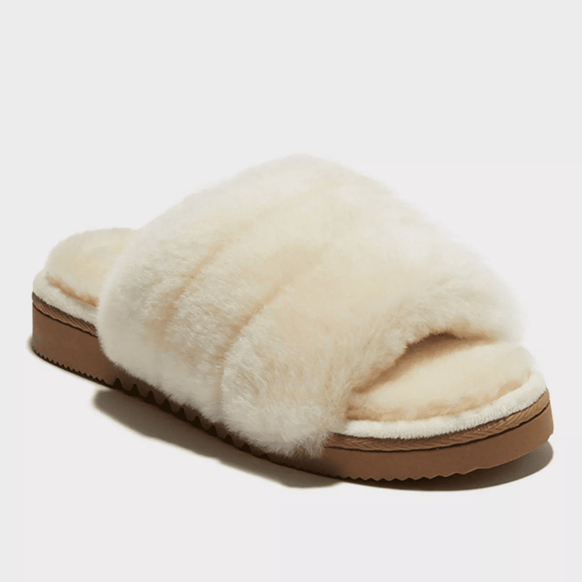 Dluxe by Dearfoams Women'S Shearling One Band Slide Slippers - Cream