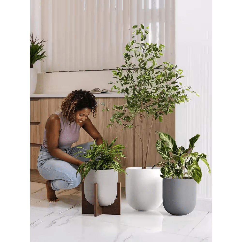 Ceramic Planter Pots with Drainage Holes and Rubber Plugs for Indoor (12.0 In. W X 12.2 In. H), White - Image 3