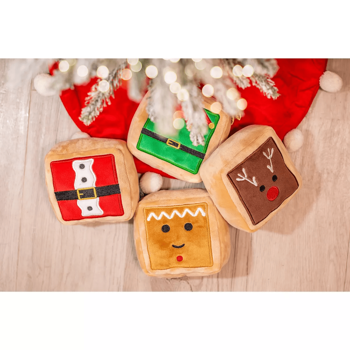 Midlee Gift Box Christmas Squares Sugar Cookie Plush Dog Toy-Reindeer, Gingerbread Man, Santa, Elf - Image 9