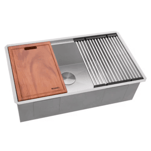 Roma 32 In. Undermount Single Bowl 16-Gauge Stainless Steel Workstation Kitchen Sink with Accessories
