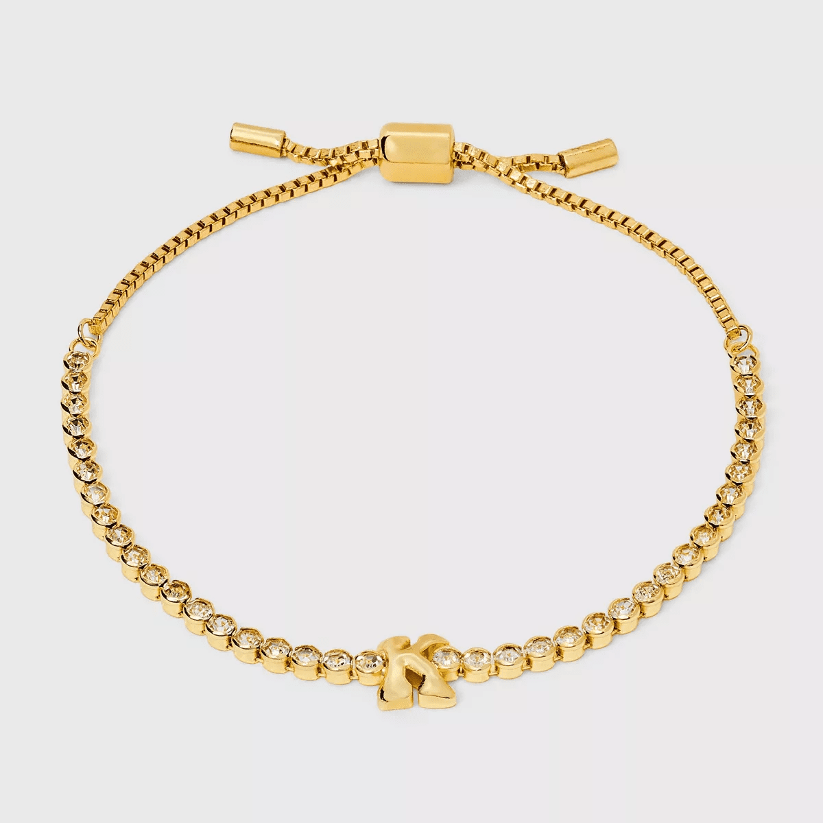 SUGARFIX by Baublebar Crystal Initial Chain Bracelet - Gold - Image 7