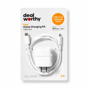 Single Port 20W USB-C Home Charger with 3' Lightning to USB-C Cable - Dealworthyâ„¢ White