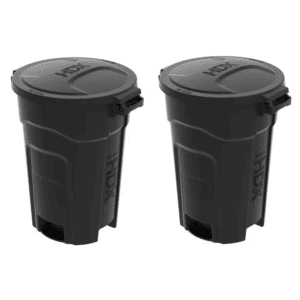 32 Gal. Black Heavy Duty Outdoor Trash Can with Domed Lid (2-Pack)