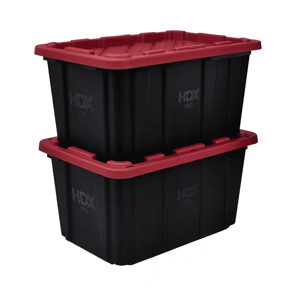 27 Gal. Tough Storage Tote in Black and Red - Image 5