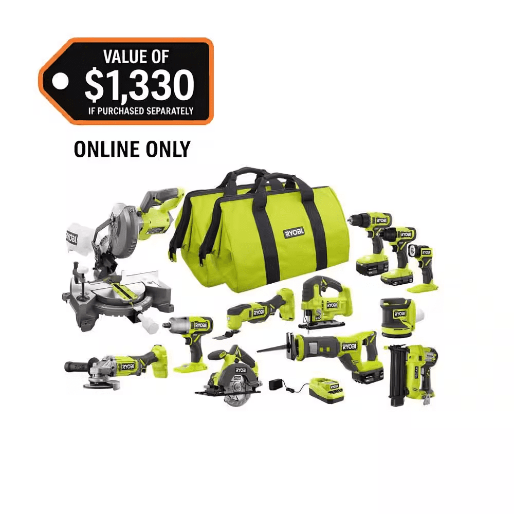 ONE+ 18V Cordless 12-Tool Combo Kit with (1) 1.5 Ah Battery and (2) 4.0 Ah Batteries and Charger