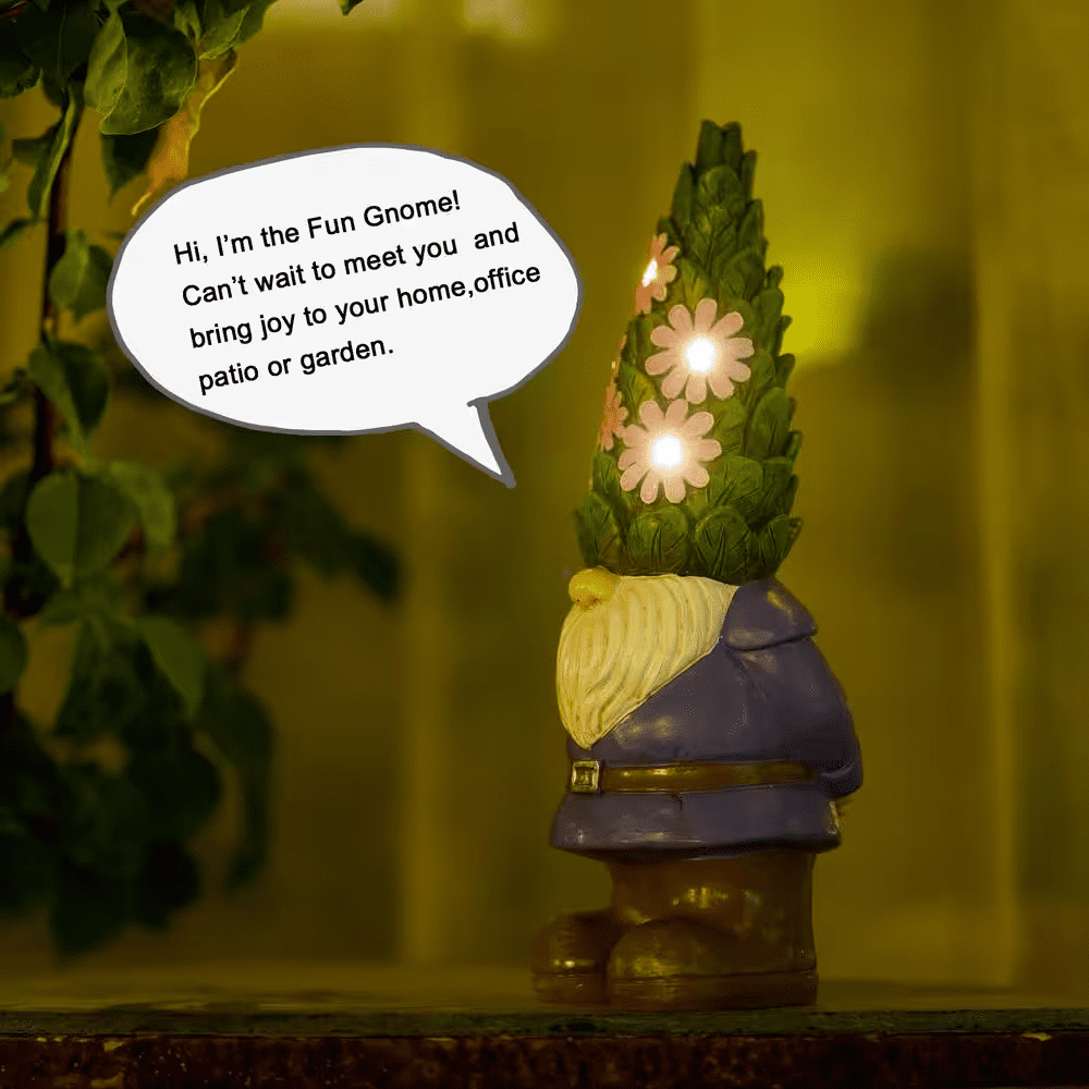 Solar Garden Gnome Statue- Standing Gnome with Glowing Flowers and 5 LED Lights, Summer Dwarf Garden Decorations - Image 6