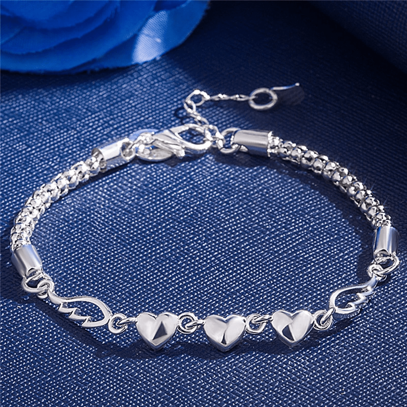 50% off Clearance Women'S 925 Sterling Silver Charm Love Heart Wings Bracelet Bangle Jewelry,1Pc