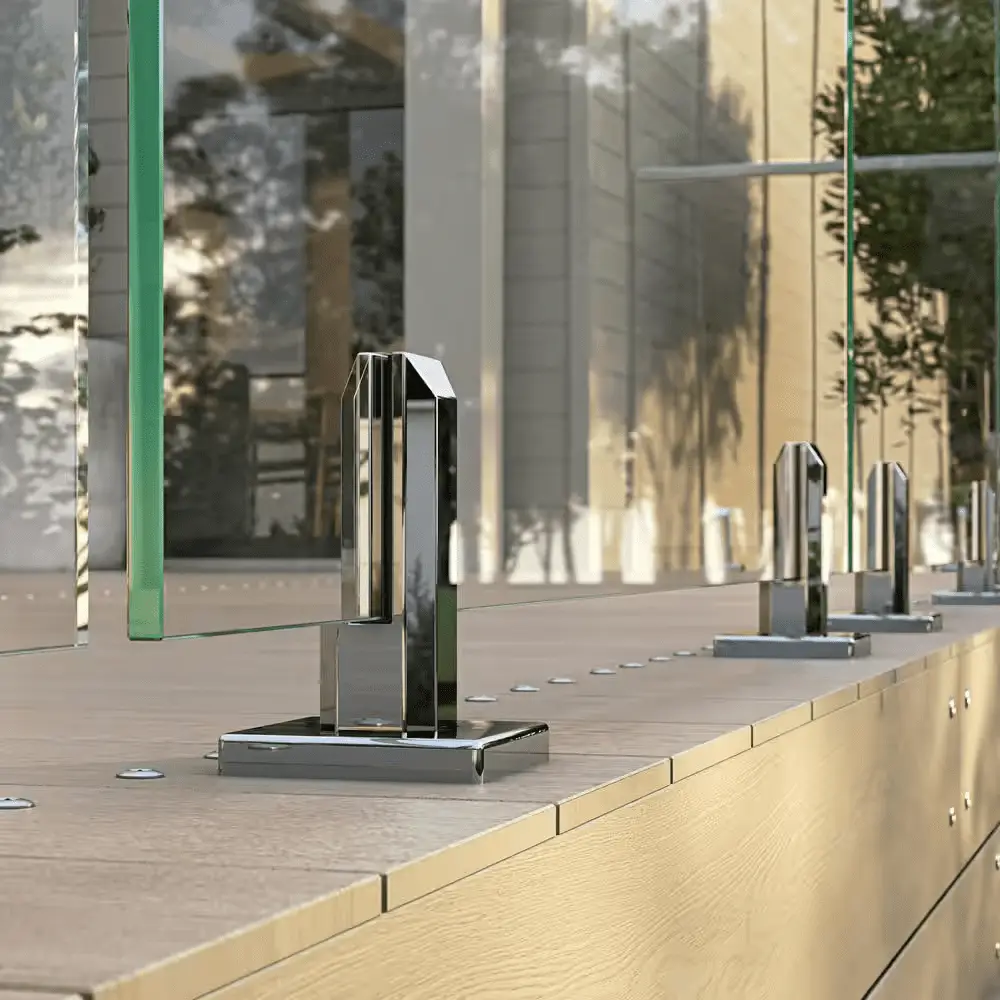 3.8 In. X 3.8 In. X 6.3 In. Chrome Stainless Steel Square Baseplate Glass Railing Spigot for 1/2 In. Glass Thickness - Image 6