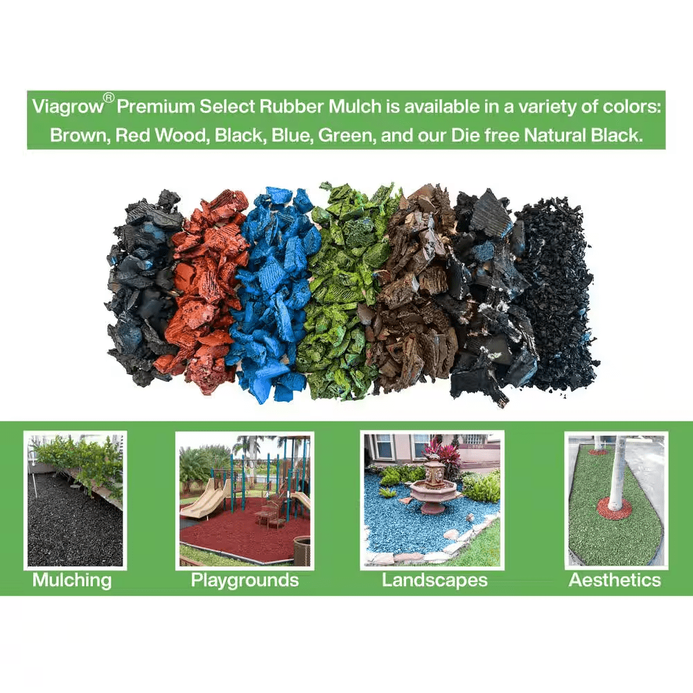 Viagrow 1.5 Cu. Ft. / 2000 Lbs. Brown Rubber Mini-Nuggets Bagged Mulch for Landscape and Playground (50-Pack) - Image 3