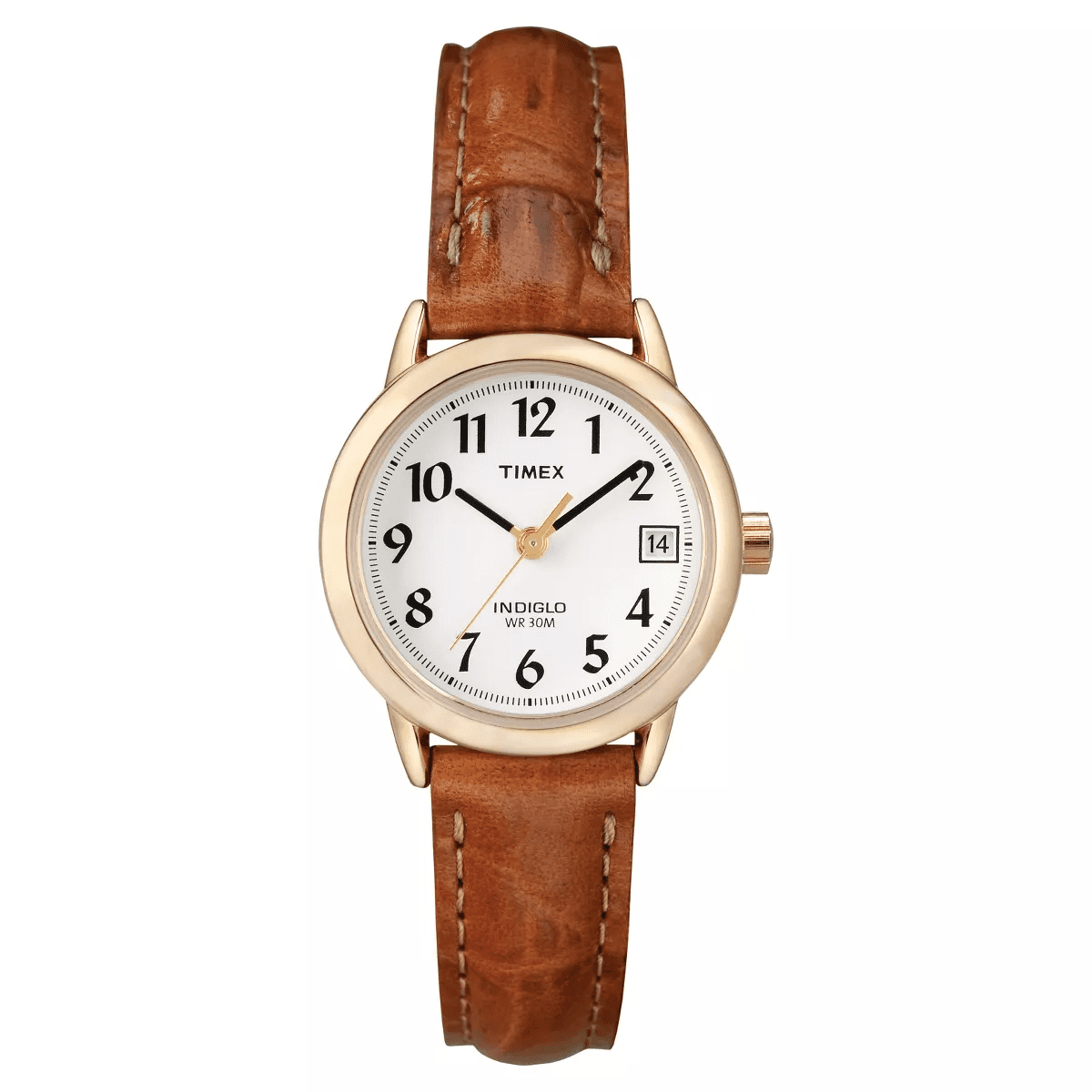 Women'S Timex Easy Reader Watch with Leather Strap- Gold/Brown T2J7619J